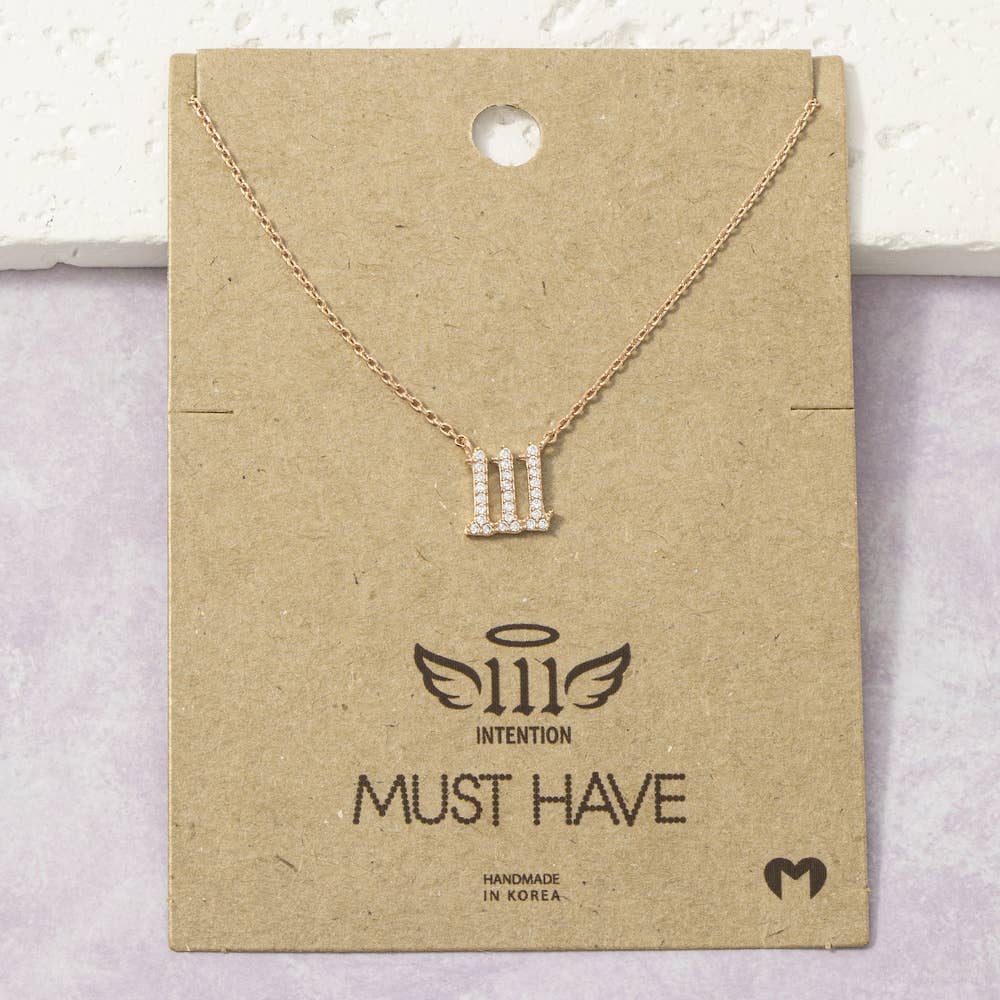 Pave Angel Number Pendant Necklace