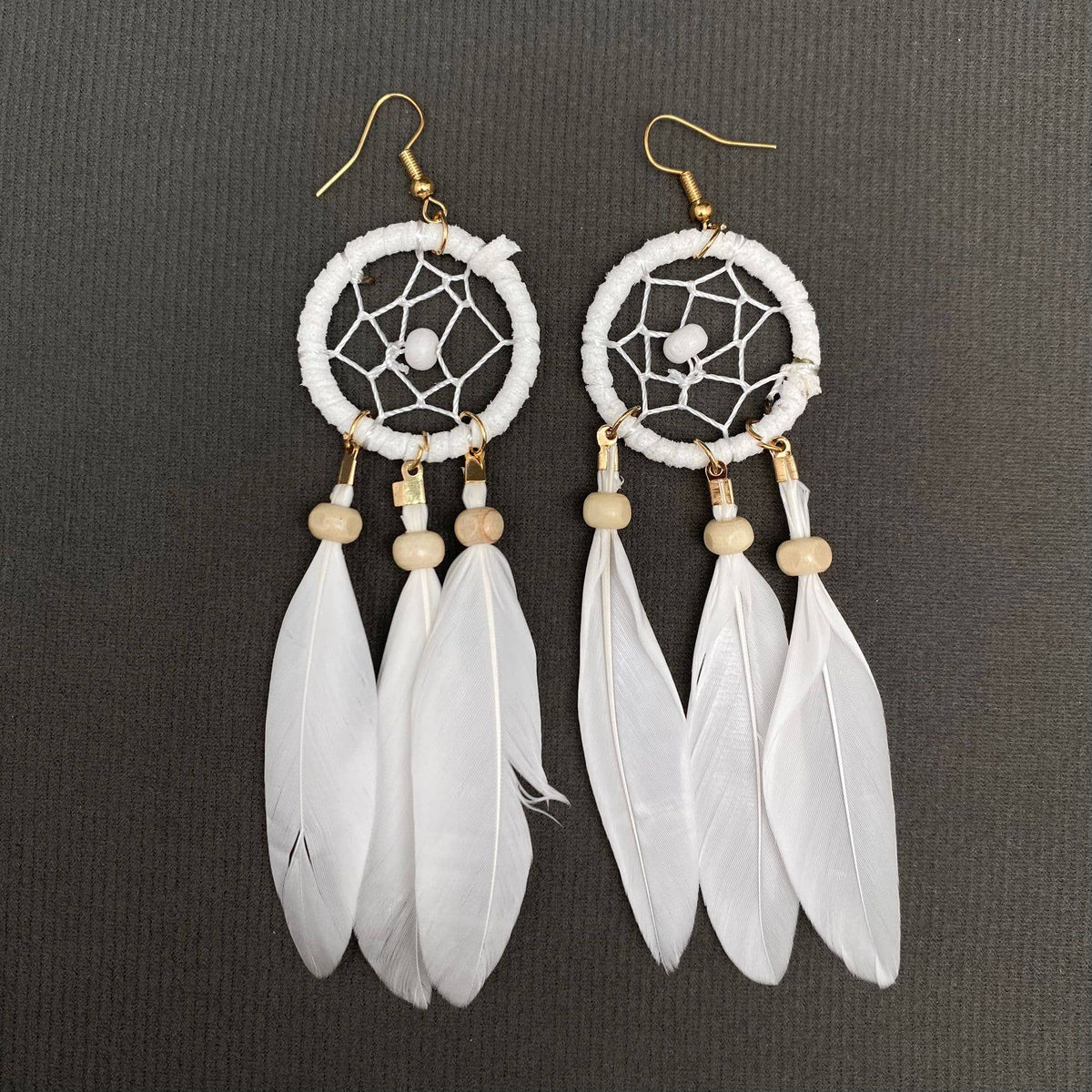 Multi-style White Feather Fringe Dangle Earrings