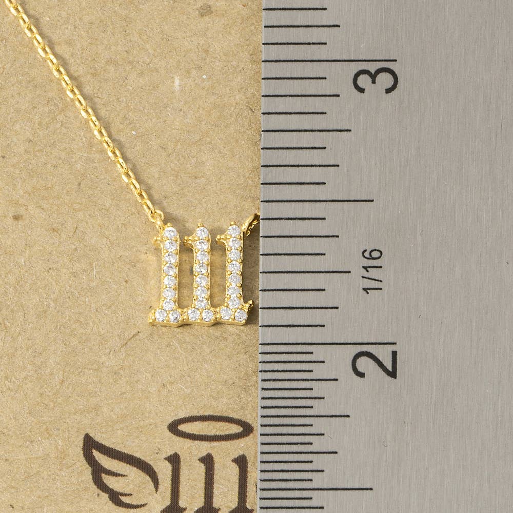 Pave Angel Number Pendant Necklace
