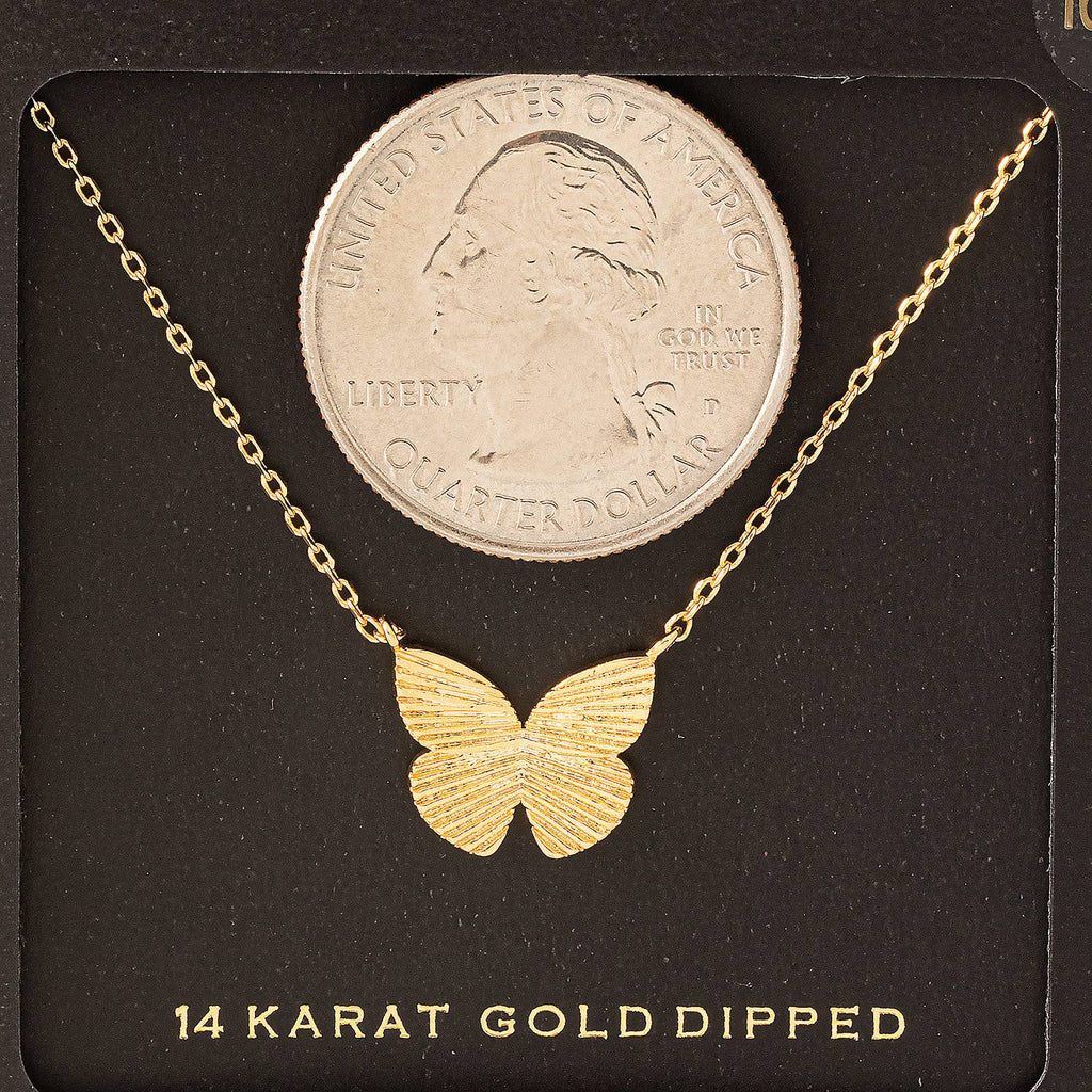 Gold Dipped Butterfly Pendant Necklace