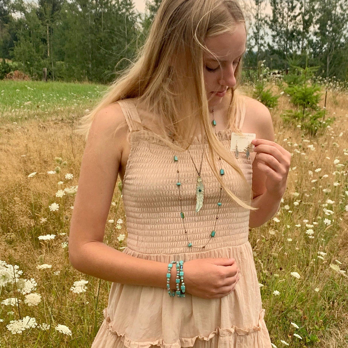 Brass Necklace Feather