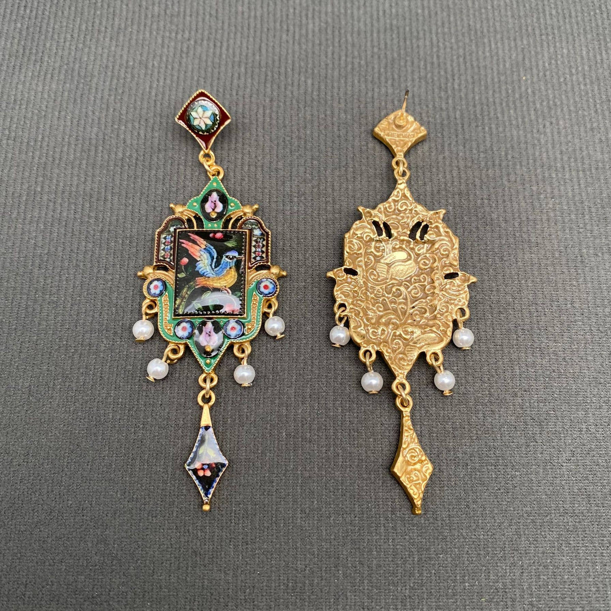 Vintage Bird Pattern Earrings
