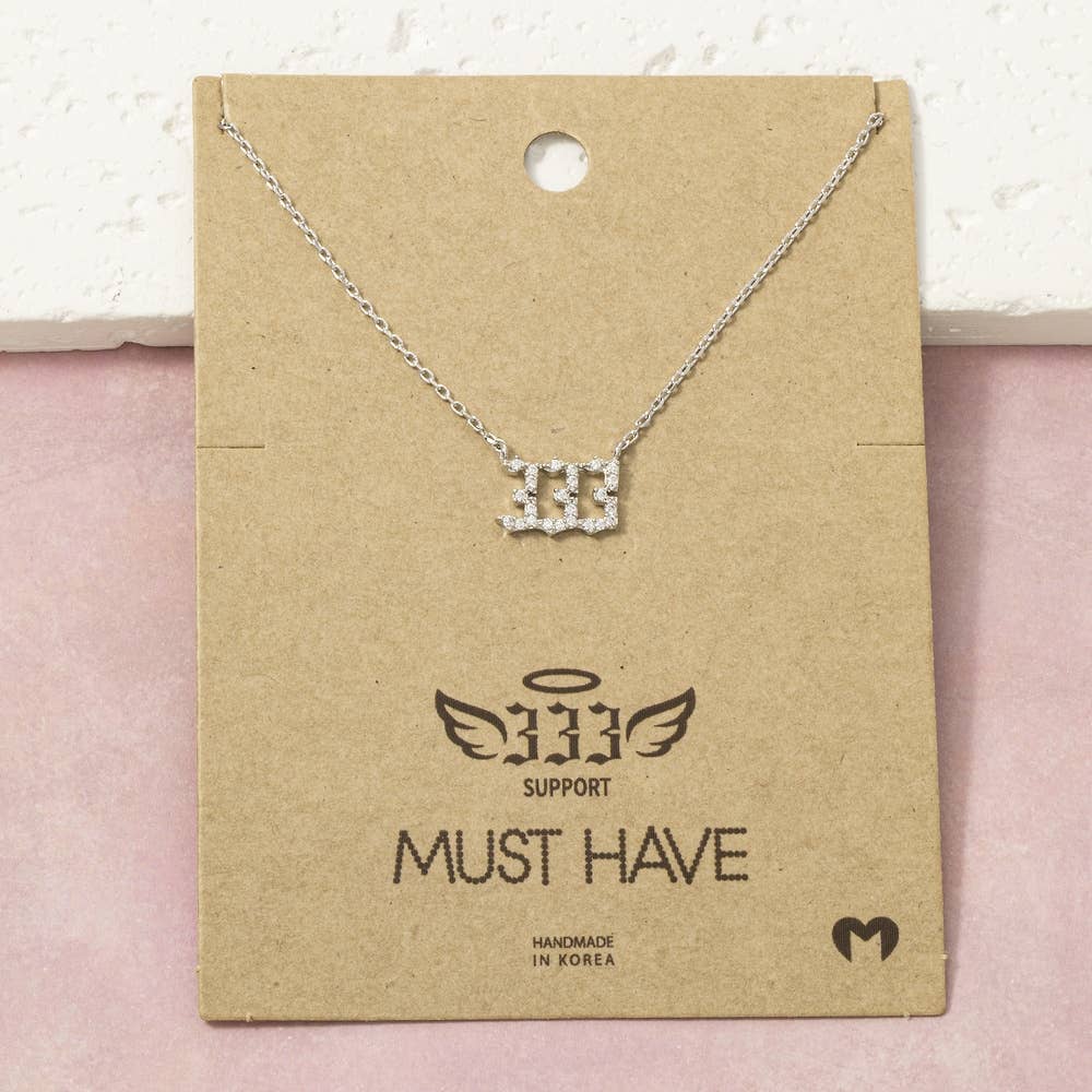 Pave Angel Number Pendant Necklace
