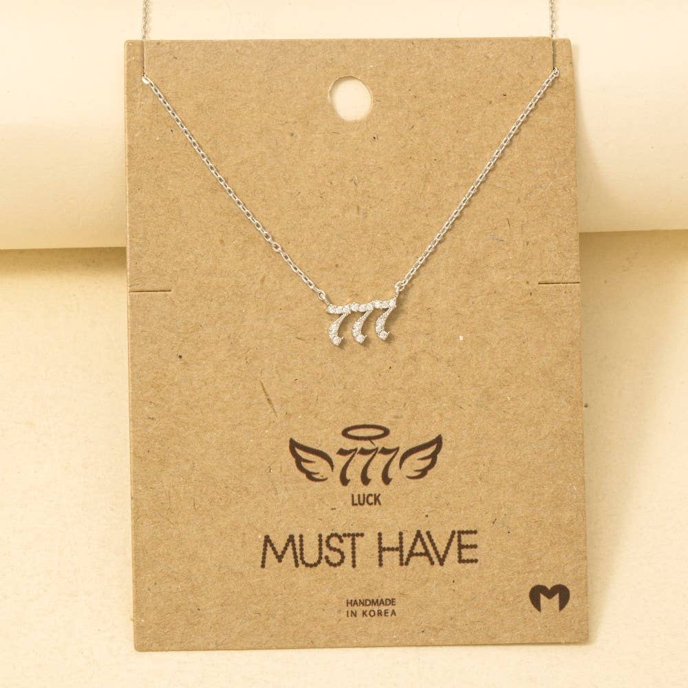 Pave Angel Number Pendant Necklace