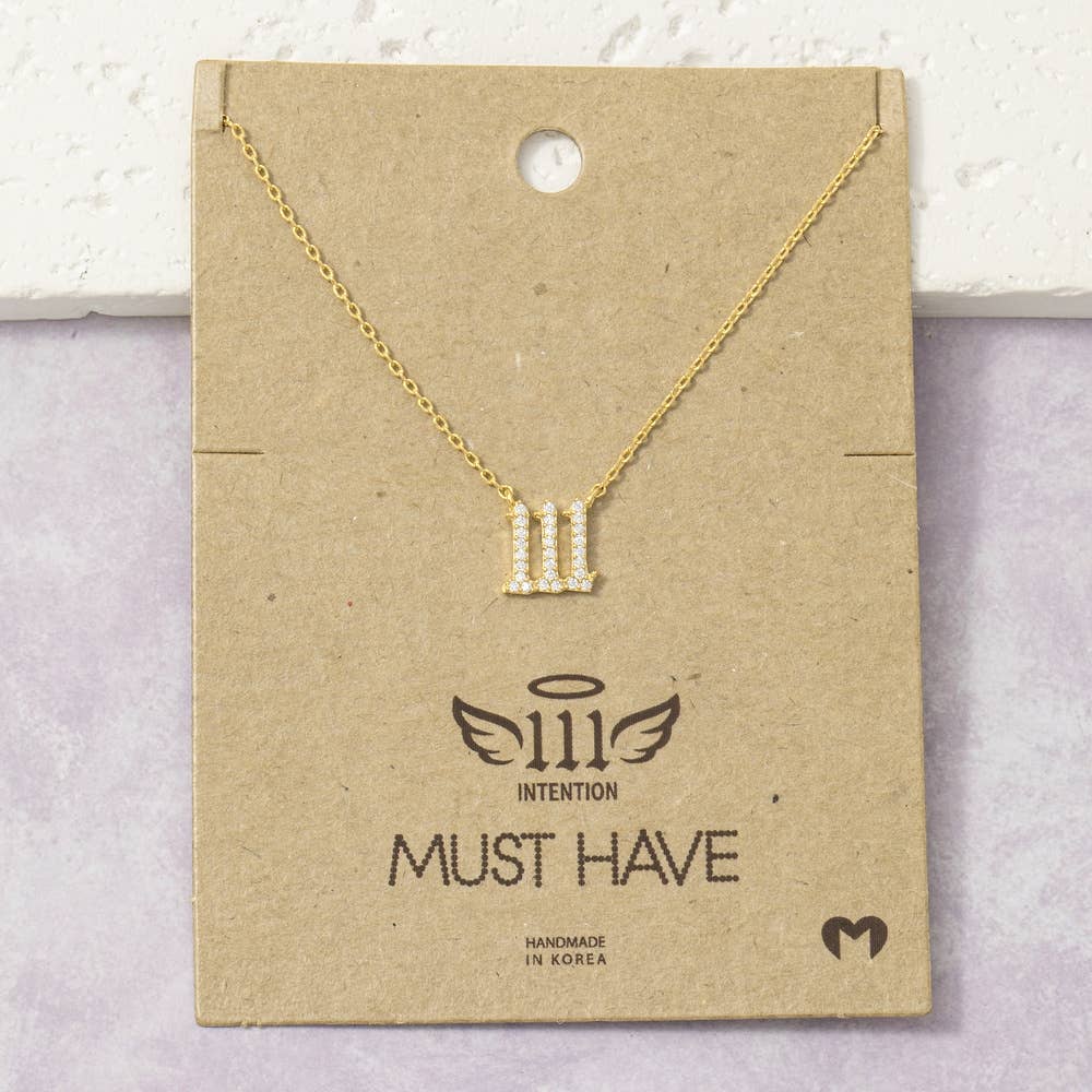 Pave Angel Number Pendant Necklace