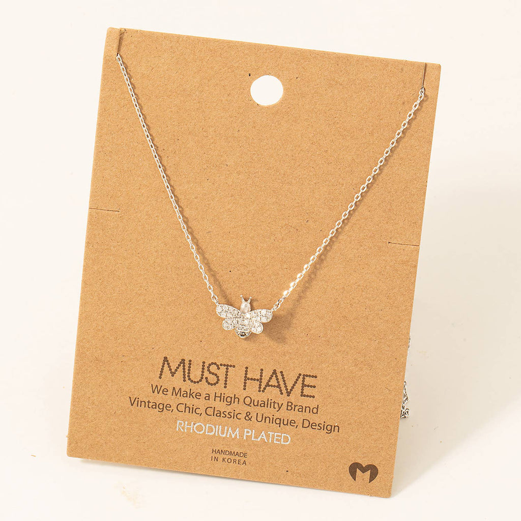 Pave Bee Pendant Necklace