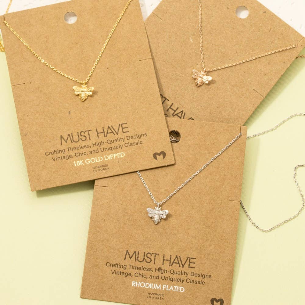 Gold Dipped Mini Bee Pendant Necklace