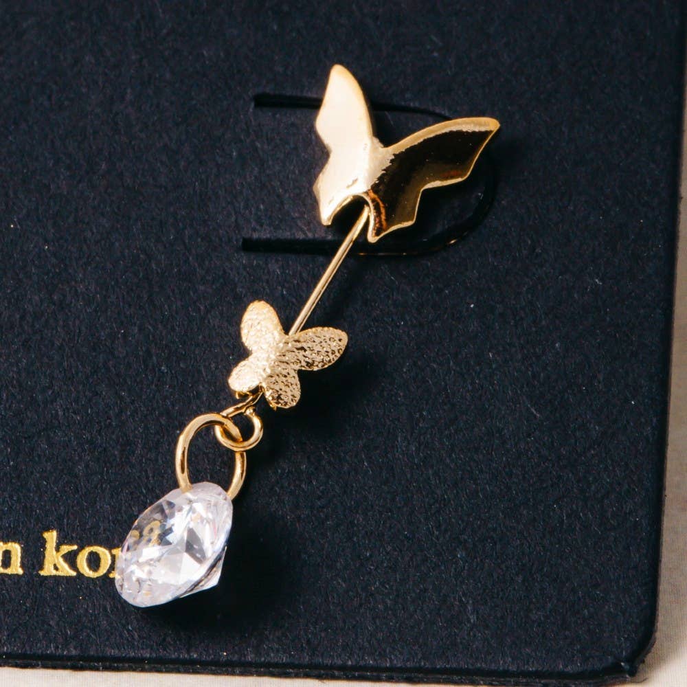 Butterflies And Cz Gem Dangle Earrings