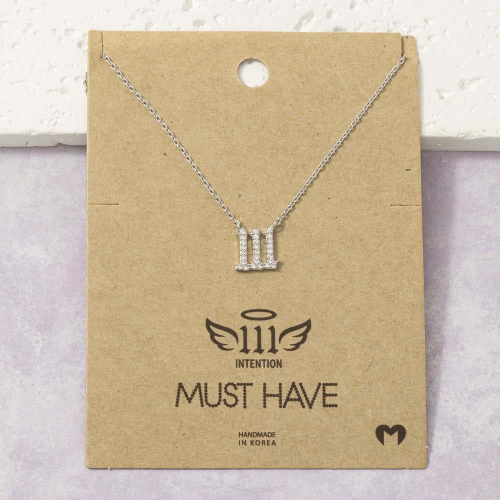 Pave Angel Number Pendant Necklace