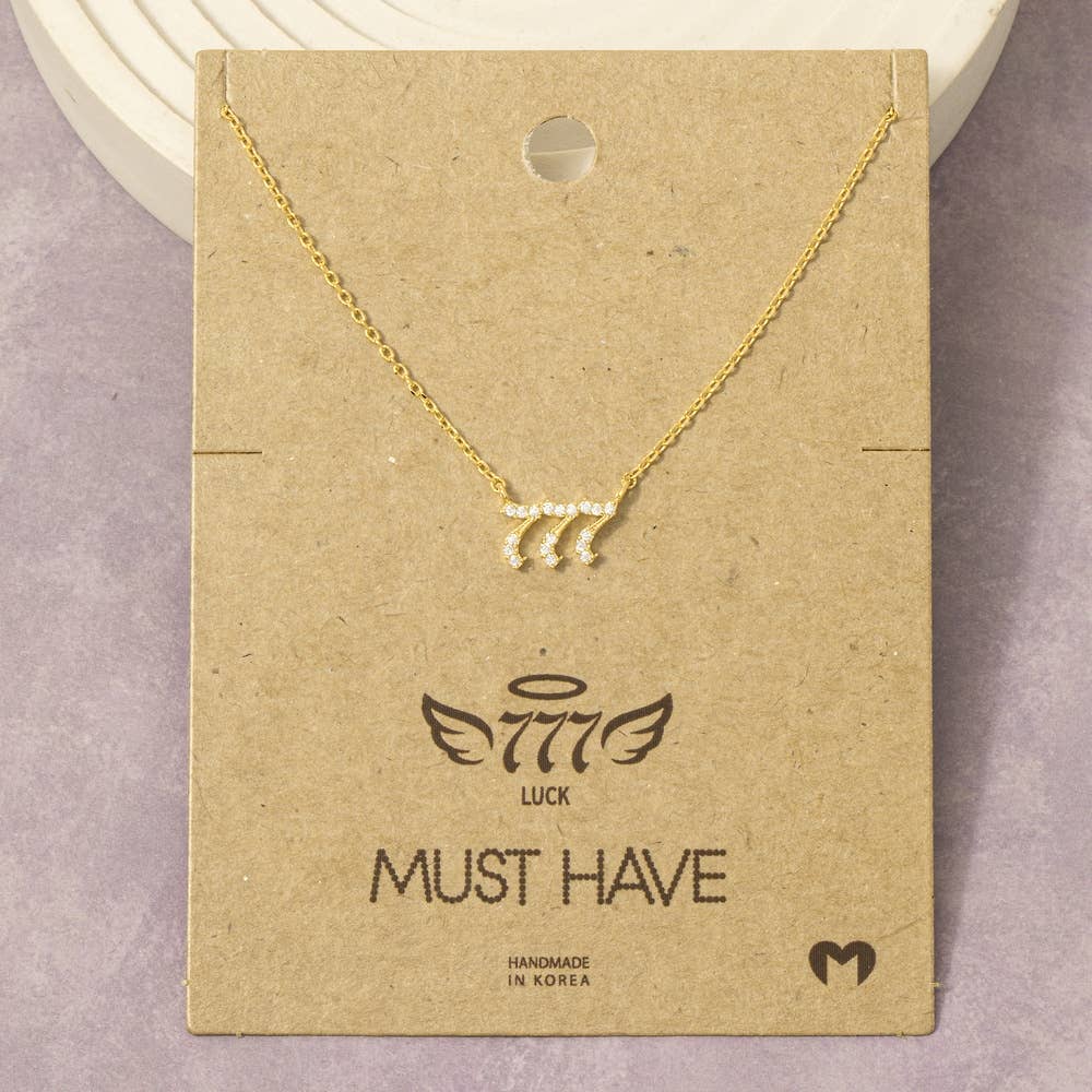 Pave Angel Number Pendant Necklace