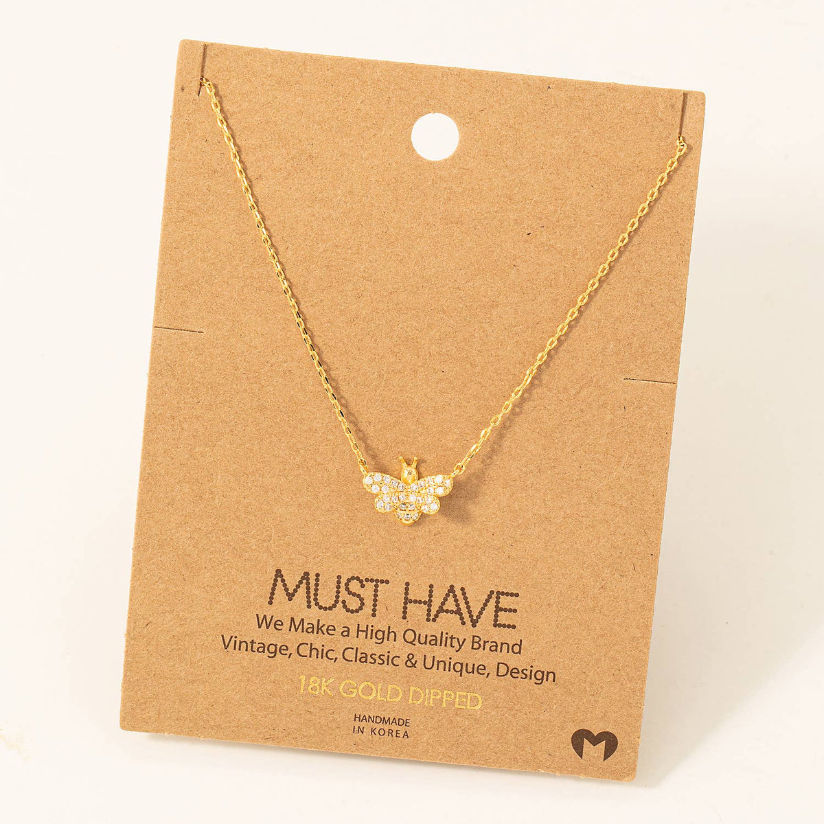 Pave Bee Pendant Necklace