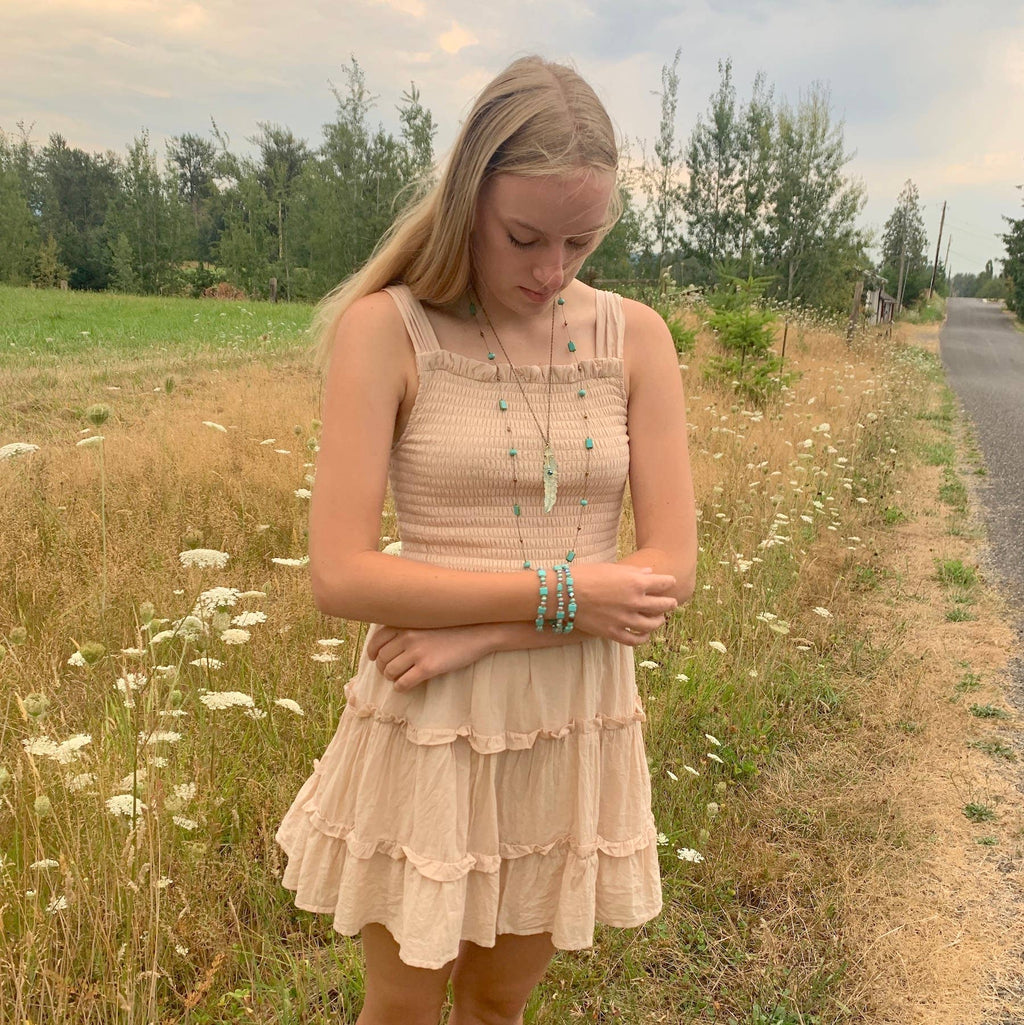 Brass Necklace Feather