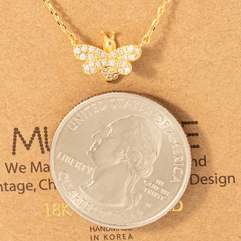 Pave Bee Pendant Necklace