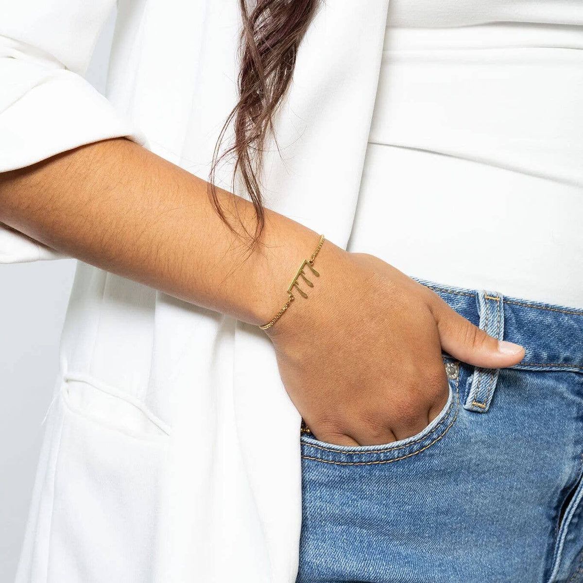 18K Gold PVD Stainless Steel Angel Number Bracelet
