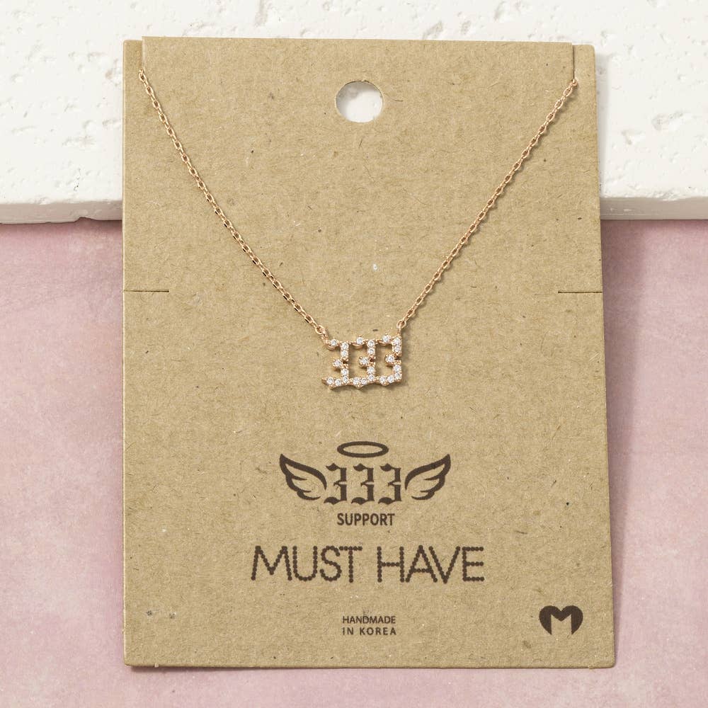 Pave Angel Number Pendant Necklace