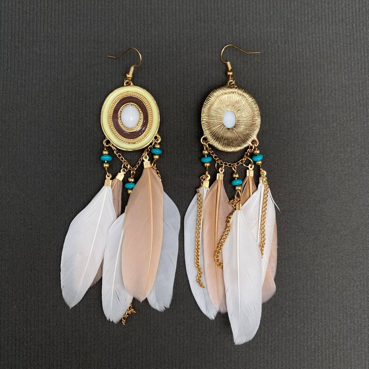 Multi-style White Feather Fringe Dangle Earrings