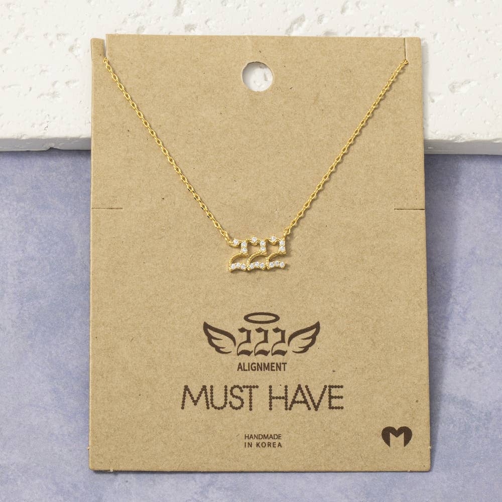 Pave Angel Number Pendant Necklace