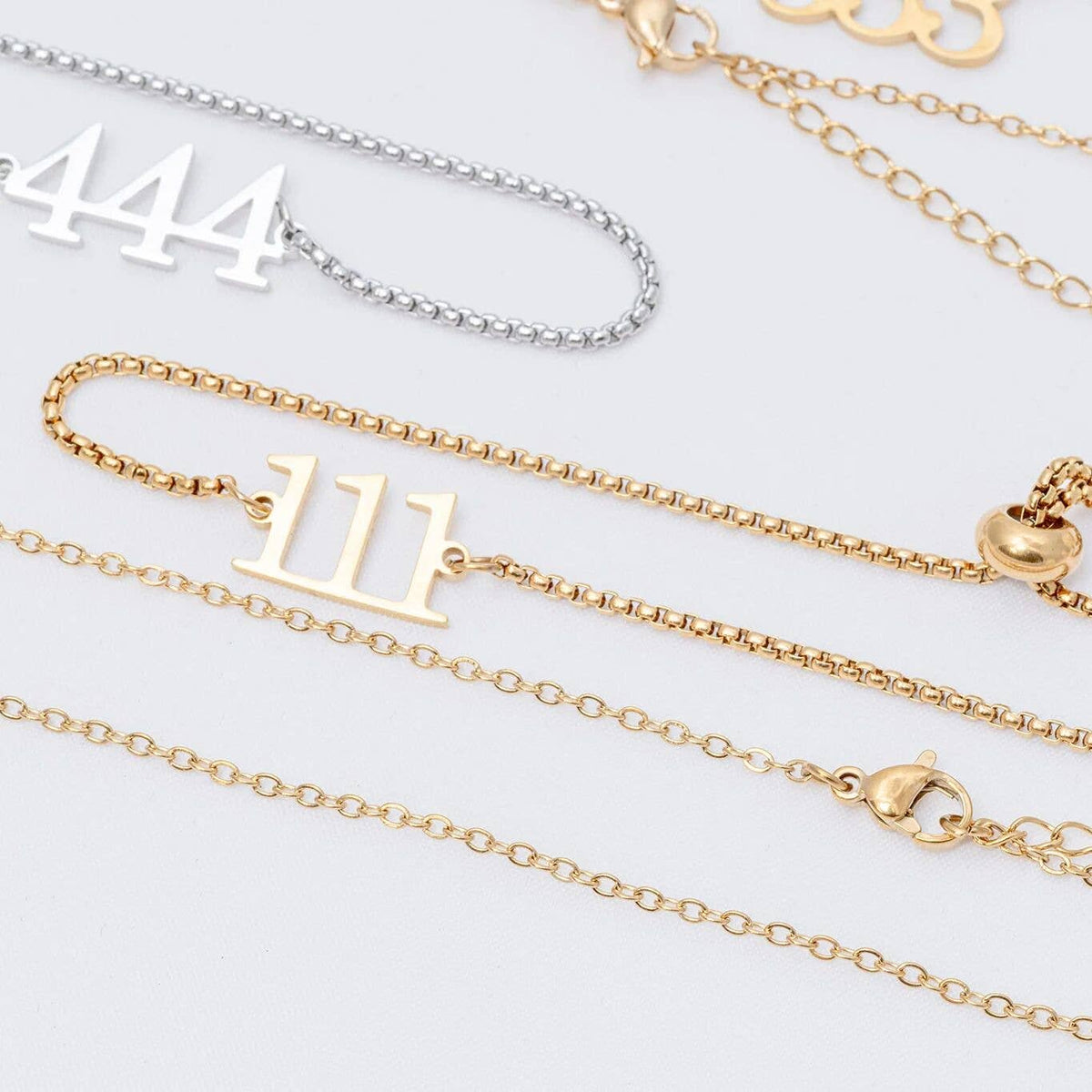 18K Gold PVD Stainless Steel Angel Number Bracelet