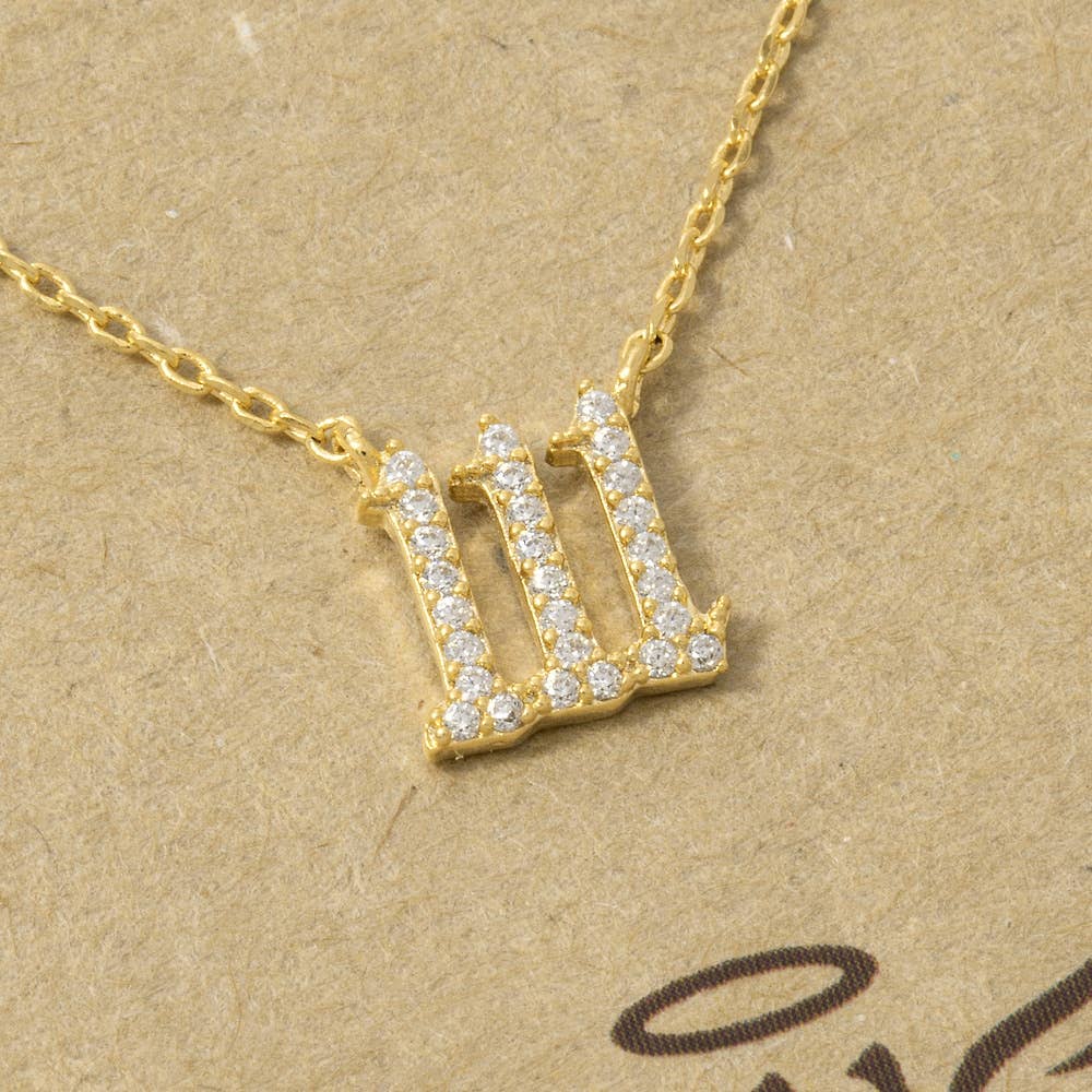 Pave Angel Number Pendant Necklace