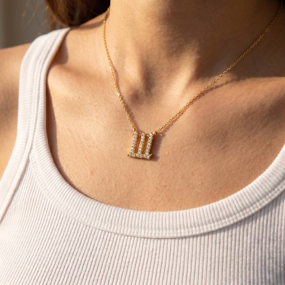 Pave Angel Number Pendant Necklace