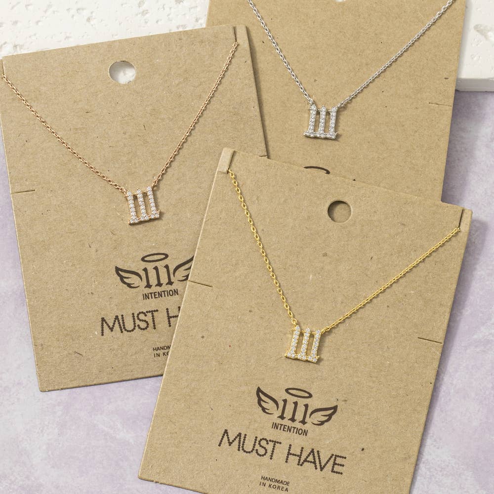 Pave Angel Number Pendant Necklace