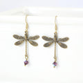 Brass Dragon Fly Earrings - 4 Color Choices