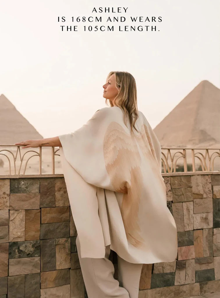 She Who Decides — Classic Angel Wing Silk Kimono (Egyptian Sands - 105 cm)