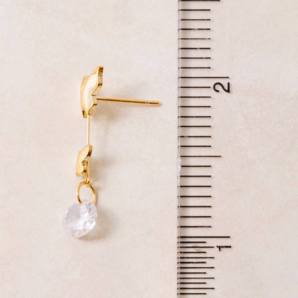 Butterflies And Cz Gem Dangle Earrings