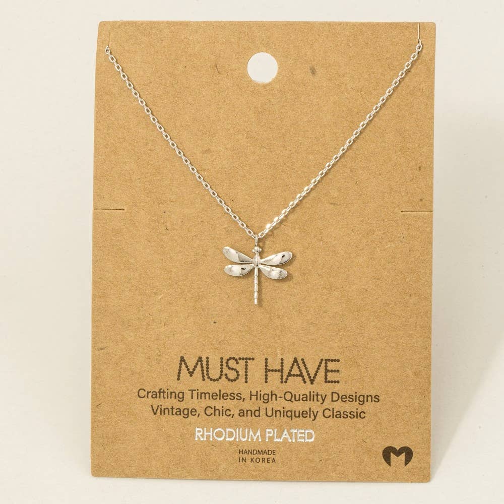 Gold Dipped Dragonfly Pendant Necklace