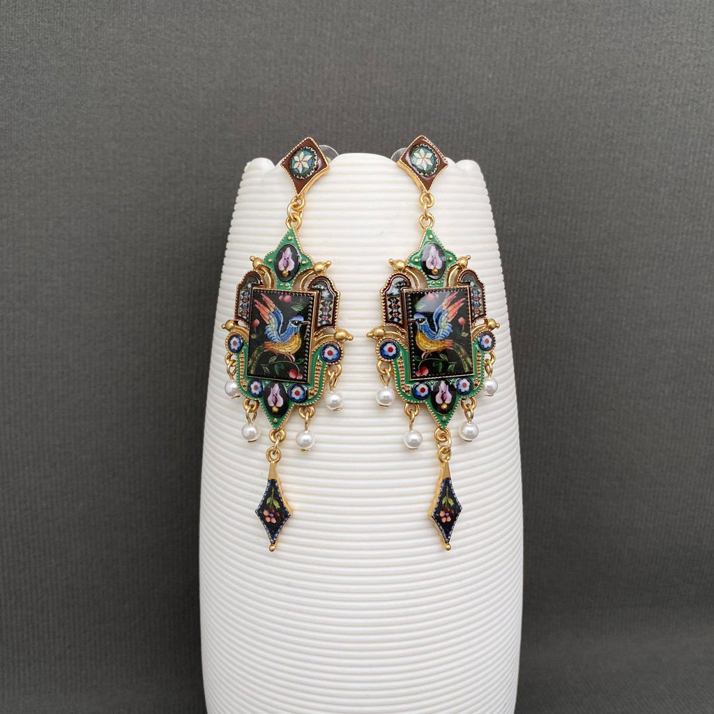 Vintage Bird Pattern Earrings