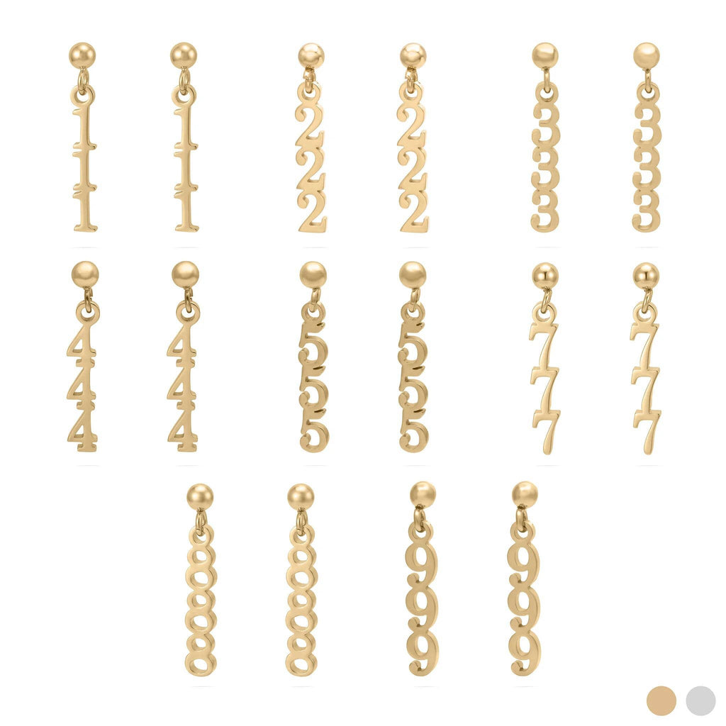 24PC 18K Gold Stainless Steel Angel Number Earring Set