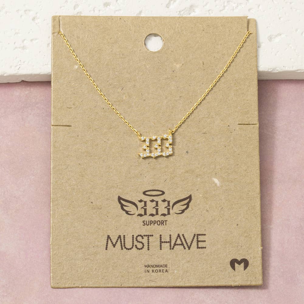Pave Angel Number Pendant Necklace