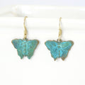 Brass Butterfly Earrings - Patina