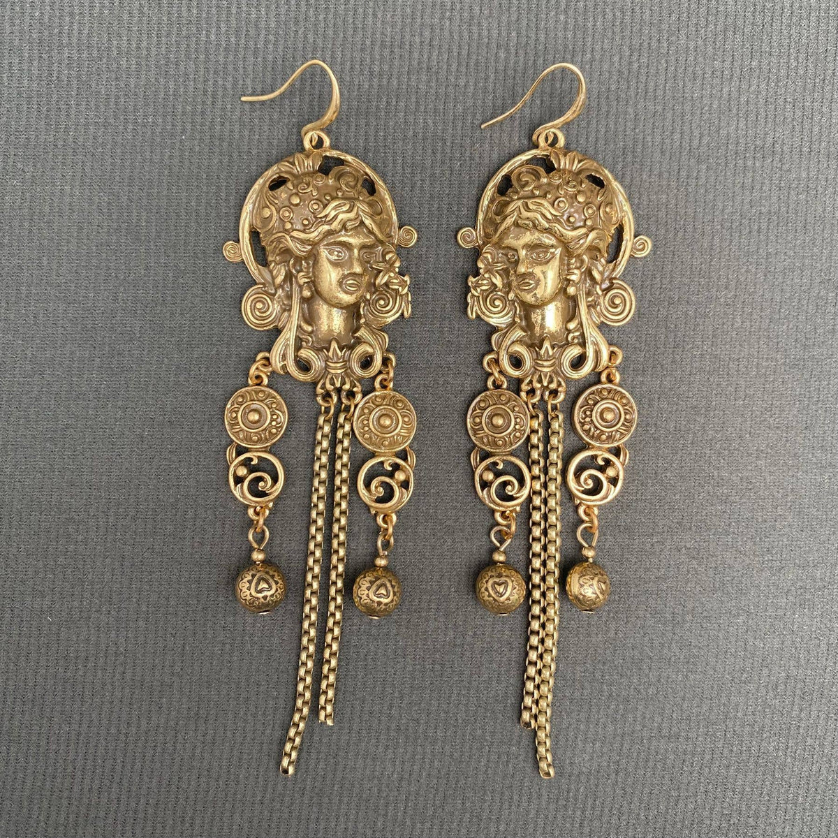 Vintage Ancient Greek Portraits Dangle Earrings