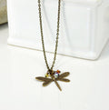 Brass Necklace Blue Dragon Fly - 2 Colors
