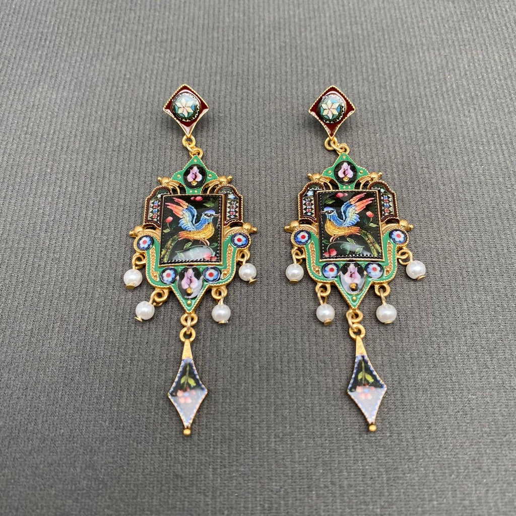 Vintage Bird Pattern Earrings