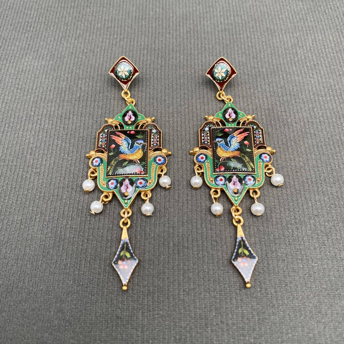 Vintage Bird Pattern Earrings