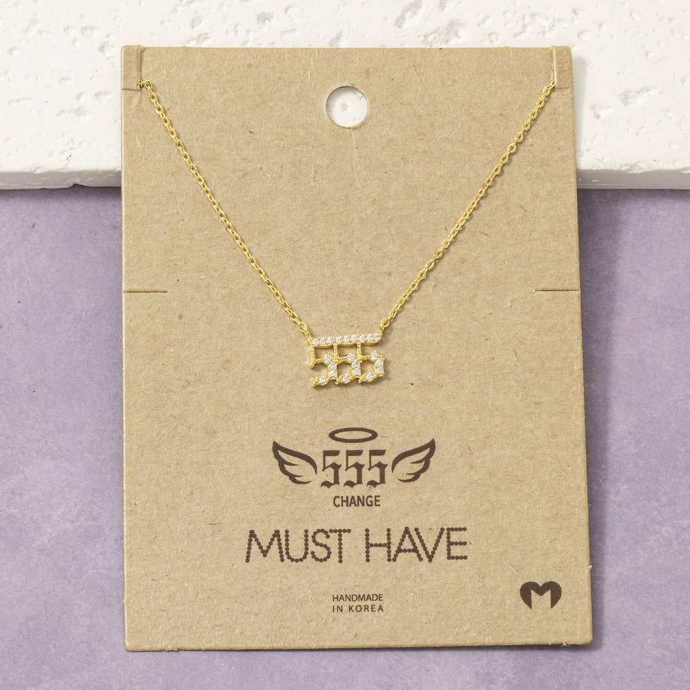 Pave Angel Number Pendant Necklace