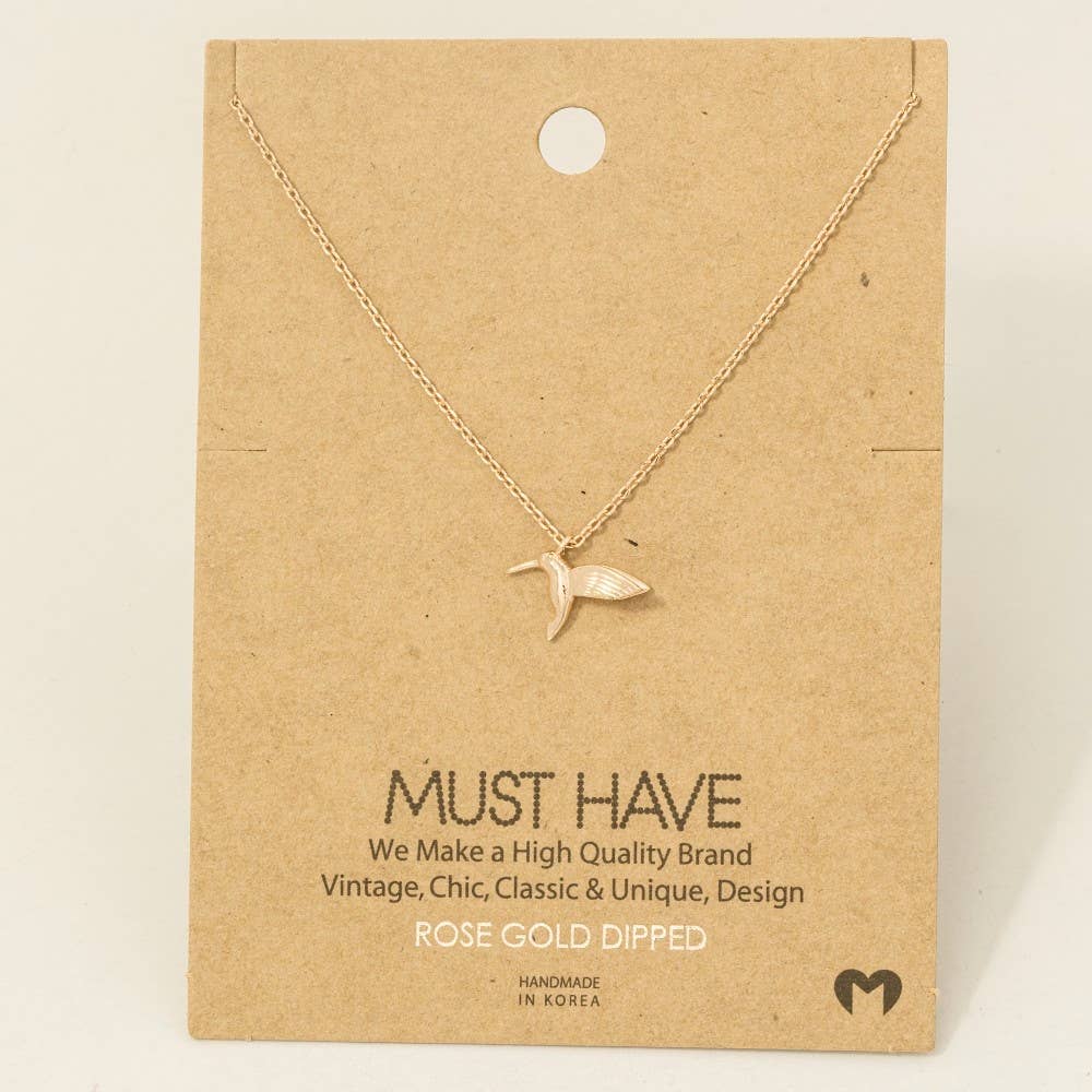Gold Dipped Humming Bird Pendant Necklace