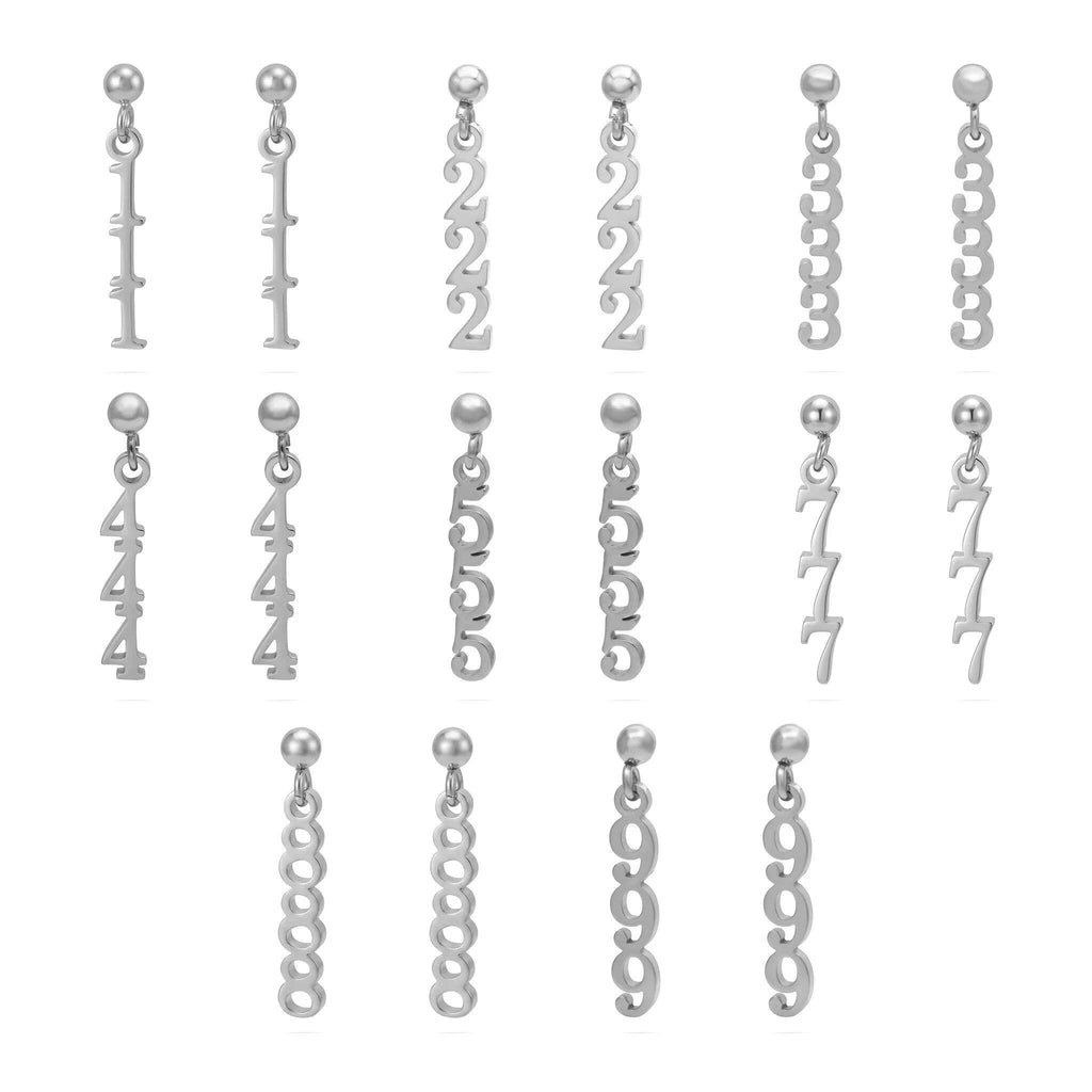 24PC 18K Gold Stainless Steel Angel Number Earring Set