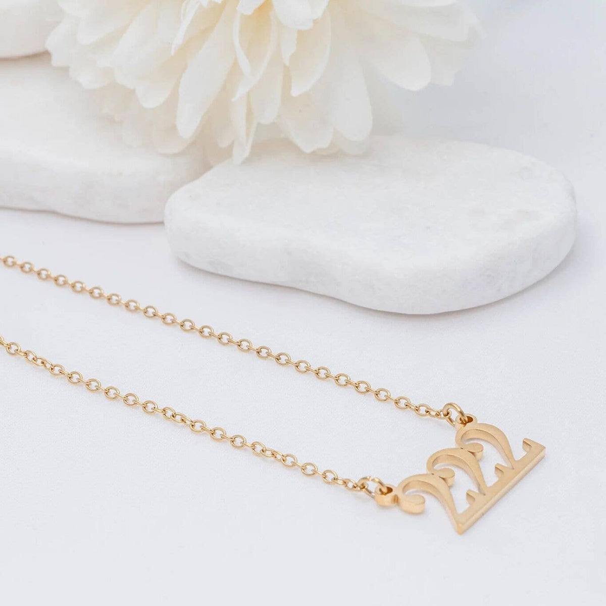18K Gold PVD Stainless Steel Angel Number Necklace