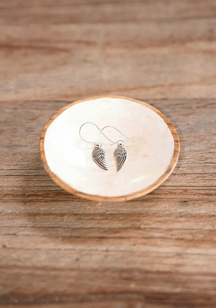 She Who Flies Signature Angel Wing French Hook Earrings, .925 SILVER