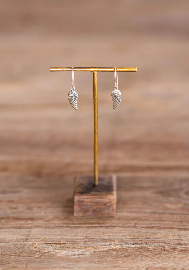 She Who Flies Signature Angel Wing French Hook Earrings, .925 SILVER